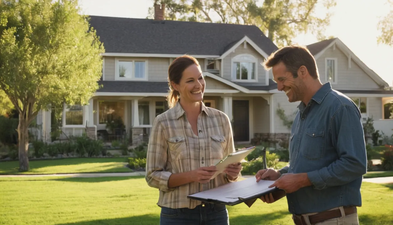 A homeowner reviewing a written tree removal quote with a provider